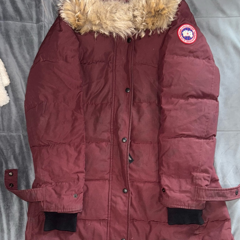 Canada Goose Plum Puffer Jacket with Fur Trim
